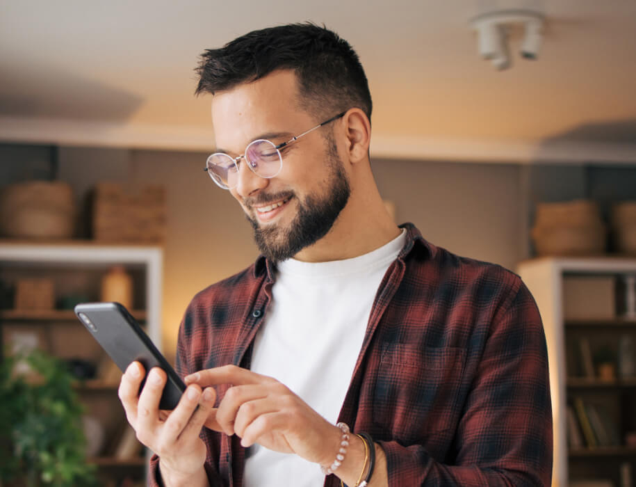 young man using a smartphone